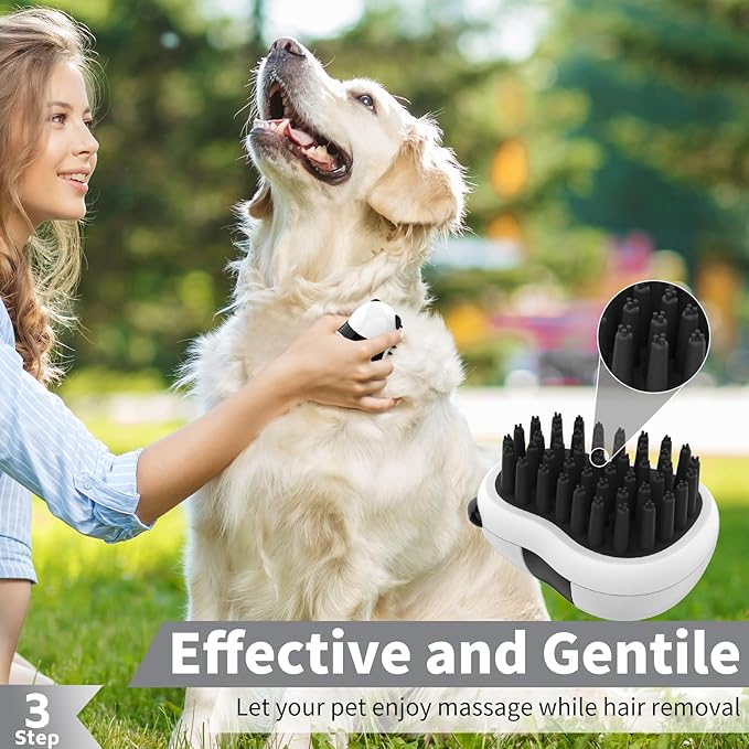 Comotech 3PCS Dog Bath Brush | Dog Shampoo Brush |Scrubber for Bath | Grooming/Washing Brush Scrubber (Gray Gray White)