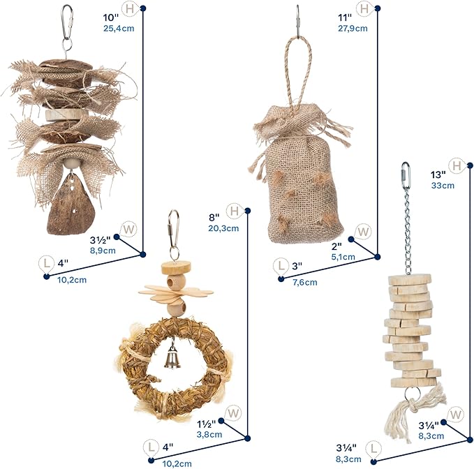 Prevue Pet Products Wholesome Naturals 4 Piece Bird Toy Bundle