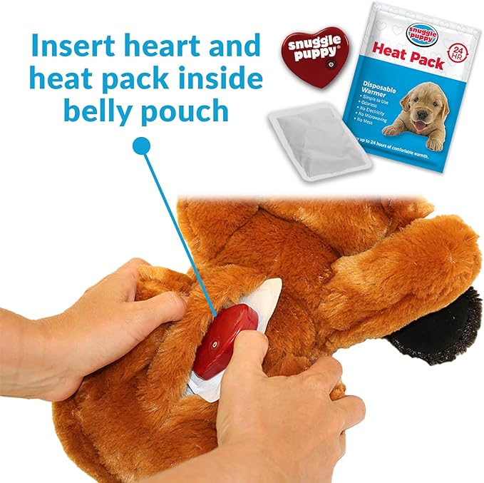 Snuggle Puppy Original Toys - Heartbeat Puppy for Dogs - Pet Anxiety Relief and Calming Aid - Comfort Dog Toys for Behavioral Training - Plus 6 Heat Packs