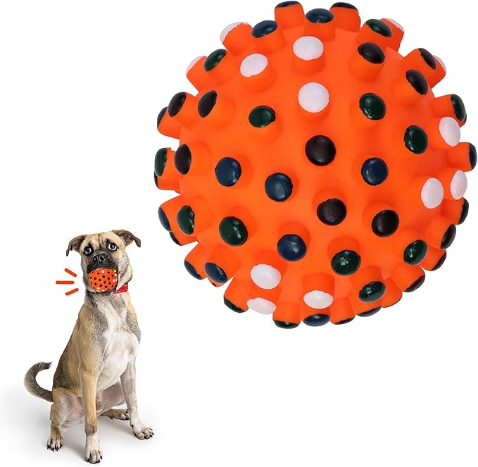 SPOT Vinyl Gumdrop Ball Dog Toy with Squeaker - Colorful and Interactive Dog Chew Toy, Floats in Water, Made from Durable, Non-Toxic Natural Rubber, Great for Dogs and Puppies, 5in, Assorted Colors