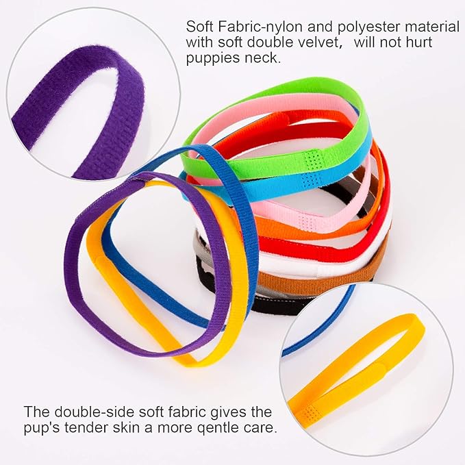 Luter 15 Colors 20x1cm Puppy Collars, Soft Adjustable Whelping Collars for Puppy ID Collars for Newborn Dog Kittens for Pet