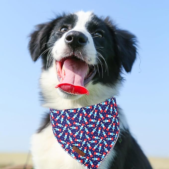 4th of July Dog Bandana, Patriotic Bandana for Small Medium Dog, Cute Patriotic Puppy Bandana, Cotton American Flag Pet Triangle Bid Scarf Kerchief for Girl Boy Dogs or Cats