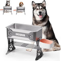 1.5 Gallon Elevated Large Dog Water Bowl, 2 Height Adjustable Stainless Steel Raised Dog Water Bowl Stand for Large Breed, Metal Pet Bowl Stand for Relief Joint Pressure, Easy Clean (Gray)