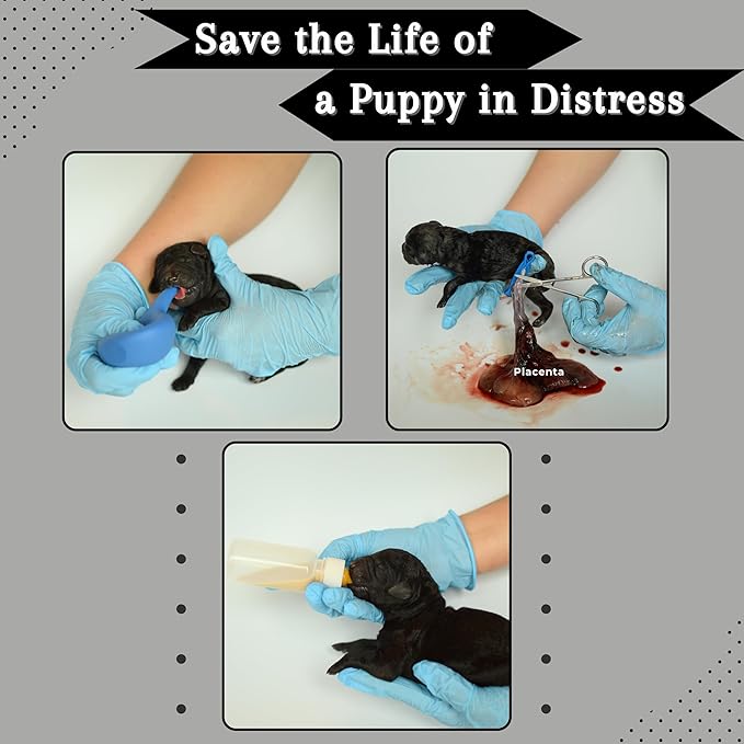 Puppy Whelping Supplies 64 Piece Puppy Whelping Kit for Puppies Birth Pregnant Dog Birthing Supplies Newborn Collars for Litter Bottles for Nursing