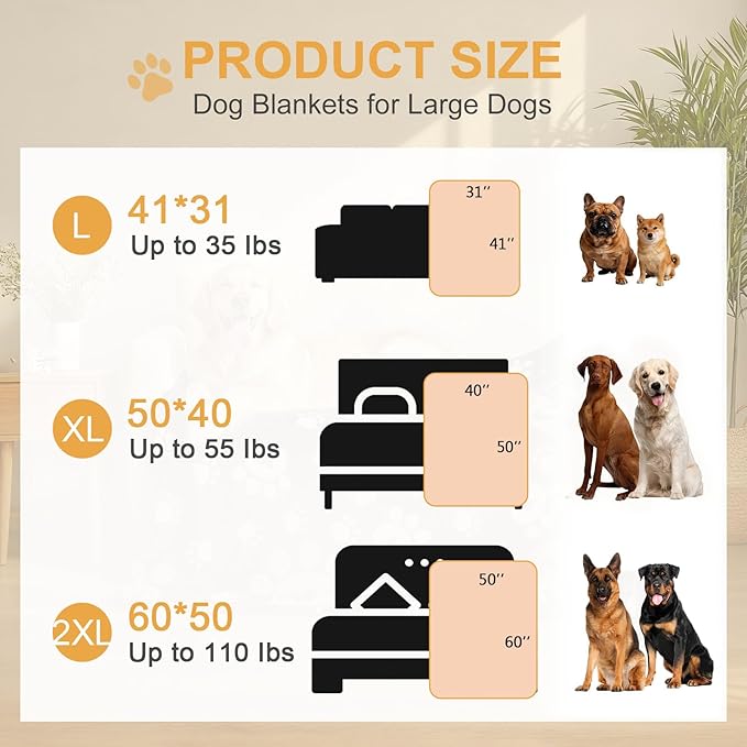 Dog Blanket, Soft Fleece Dog Blankets for Medium Large Dogs, Fluffy Flannel Pet Cat Puppy Blanket Cover for Bed Couch, Cute Paw Print Throw Blanket for Dogs,Brown, 50"X40"