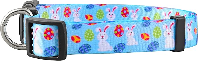 Native Pup Easter Dog Collar, Cute Spring Gift for Puppies, Pink Pastel, Eggs, Chicks, Bunny Adjustable for Small, Medium, Large Breeds (Bunny & Eggs, Large)