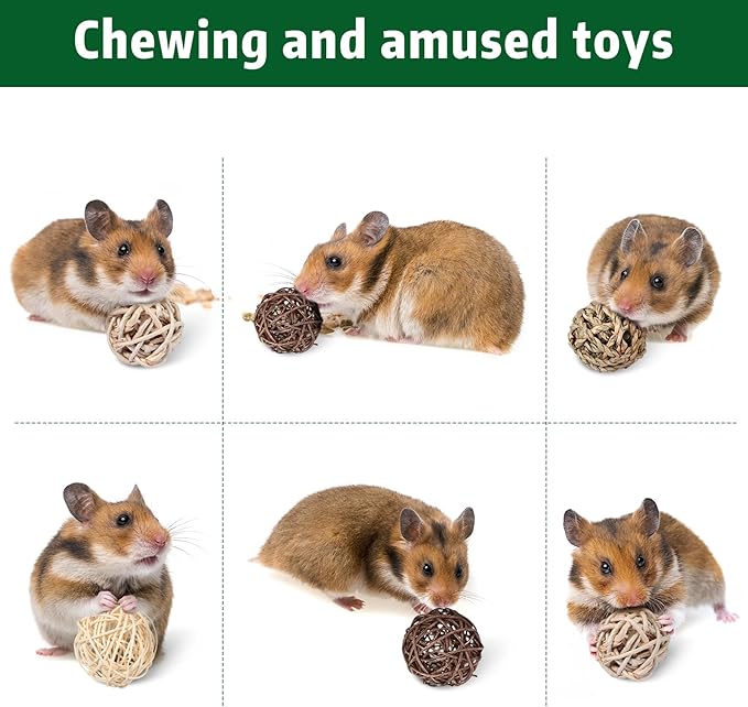 Skylety 15 Pieces Small Animal Chew Balls Rabbits Bunny Treat Chew Toys Guinea Pigs Chinchilla Balls Rolling Activity Play Grass Toys for Pet Teeth Grinding Gnawing Biting (Classic Style,2.76")