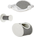 Trixie Liam Wall Mounted Cat Furniture - 3pc Cat Wall Scratcher - Climbing Shelves, Plush & Sisal Covered Condo, Hammock, and Step - Gray
