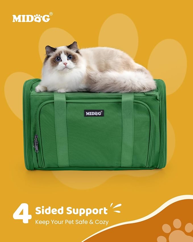 MIDOG Cat Carrier Soft for Small to Medium-Sized Cats,Up to 25 Lbs, TSA Airline Approved Soft Sided Pet Carrier
