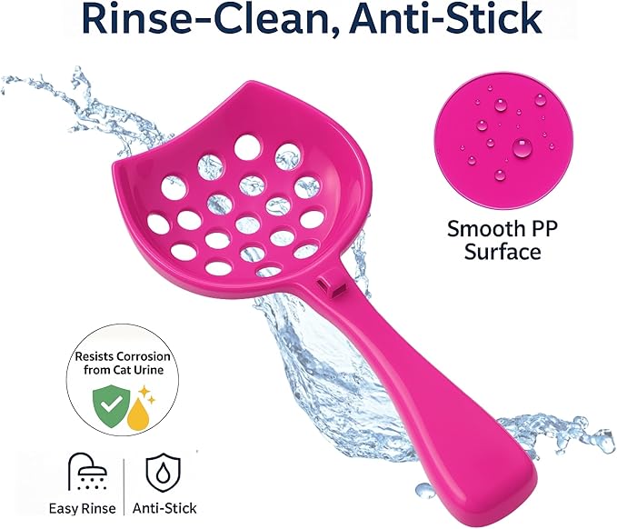 Small cat Litter Scooper with Holder: Perfect for Small Spaces. cat Litter Scooper with Holder: Easy to Store Anywhere. cat Scooper for Litter Box - Pellet Litter Scoop (Hot Pink)