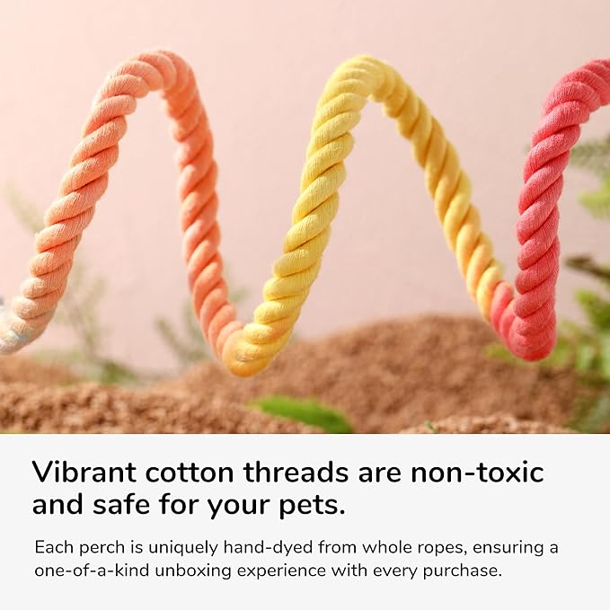 Multi-Color Rope Bird Perch Toys for Parrot Cage Stand, Climbing Swing Accessories for Cockatiel, Parakeets, Budgies, Lovebirds, Conures, Finches - 39.4 inch