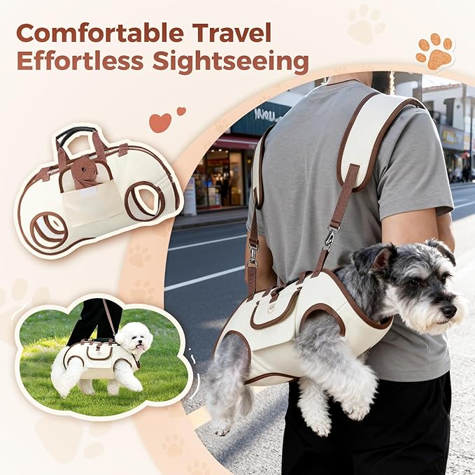 Hands Free Dog Backpack Carrier for Small Dogs, Yorkie Shoulder Carrier Sling Backpack Carriers Dog Lift Harness Portable Breathable Pet Carrier Backpack for Small Puppies (M, 8.8-14.3lbs)