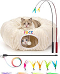Cat Tunnel for Indoor Cats - Collapsible Foldable Play Tunnel with Cat Toys for Kittens & Rabbits, Fun Interactive Pet Toys for Enrichment & Hiding, Large Durable Crawl Tube for Playtime and Exercise