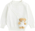 Simplee kids Baby Girl Knit Sweater with Bear in The Pocket Toddler Pullover Sweater Cute Fall Winter Clothes