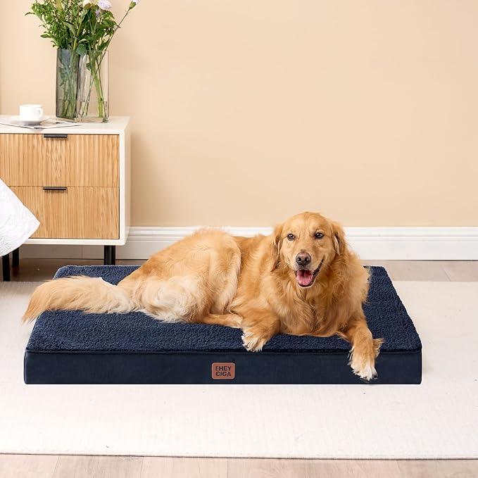 EHEYCIGA Orthopedic XL Dog Beds for Extra Large Dogs with Removable Washable Cover for Crate, Navy, 41x27