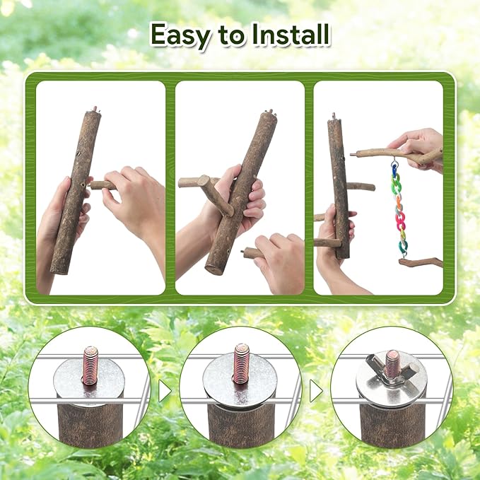Bird Toys, Bird Swing Toys with Perch Stand, Cage Accessories for Budgies, Parakeets, Cockatiels & Other Small Birds