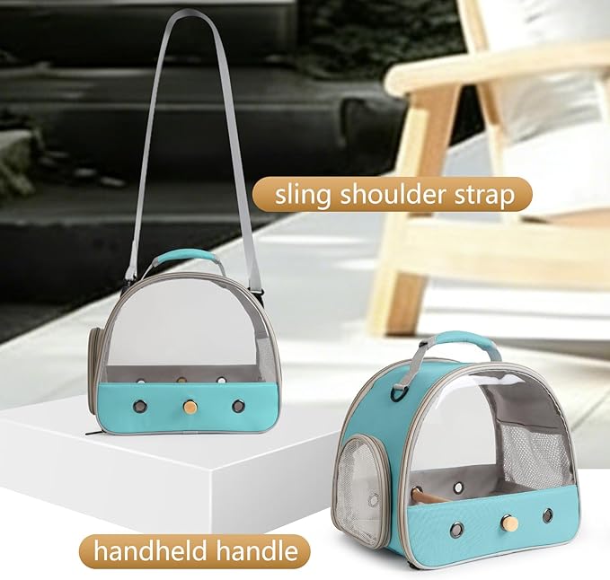 Small Bird Travel Cage Carrier, Portable Parrot Parakeet Carrier with Standing Perch and Comfy Mat, Budgies Carry Transport Bag for Vet Visit Shopping and Outdoor Adventure.