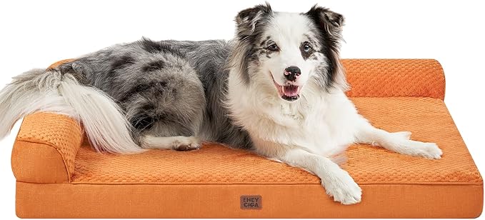EHEYCIGA XL Dog Bed Memory Foam for Crate, Extra Large Dog Bed Orthopedic with Washable Removable Cover, Waterproof Pet Sofa Couch XLarge Size Dogs, 41x27x6.5, Pumpkin