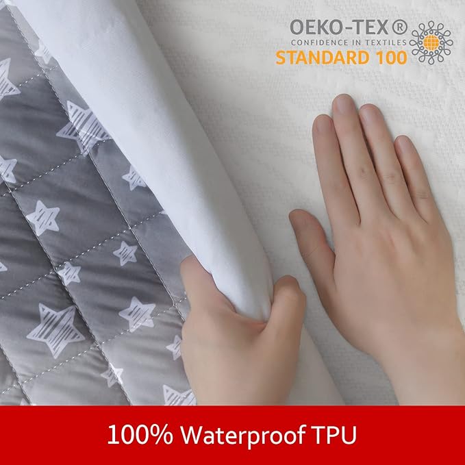 Waterproof Dog Bed Covers Replacement Washable Pet Hair Easy to Remove, Noiseless Quilted Puppy Pet Bed Cover Lovely Grey Star Print 35x44 Inches, for Dog/Cat, Cover Only