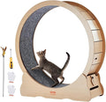 VEVOR Wooden Cat Exercise Wheel, 43.3" Large Cat Treadmill Wheel for Indoor Cats, Cat Running Wheel with Detachable Carpet & Cat Teaser for Running/Walking/Training, Suitable for Most Cats Yellow