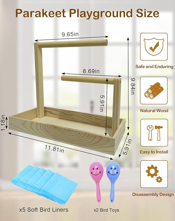 Small Bird Training Stand Portable Tabletop Birds Perch Desktop Platform Training Perch with 5 Pcs Disposable Pads Parakeet Play Gyms Exercise for Budgie Conure Parrot Cockatiel Lovebird