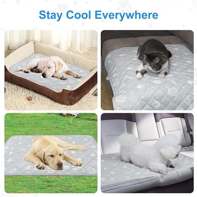 MH MYLUNE HOME Self Cooling Mat for Large Dog, 44”x32” Arc-Chill Cooling Fiber & Endothermic Color Changing Pet Cooling Pad, Foldable & Washable Non-Toxic Summer Pet Blanket
