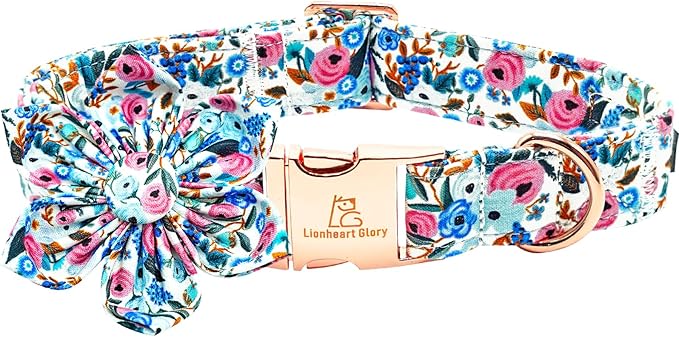 Lionheart Glory Floral Dog Collar - Cute, Soft & Durable Adjustable Collar for Small Dogs