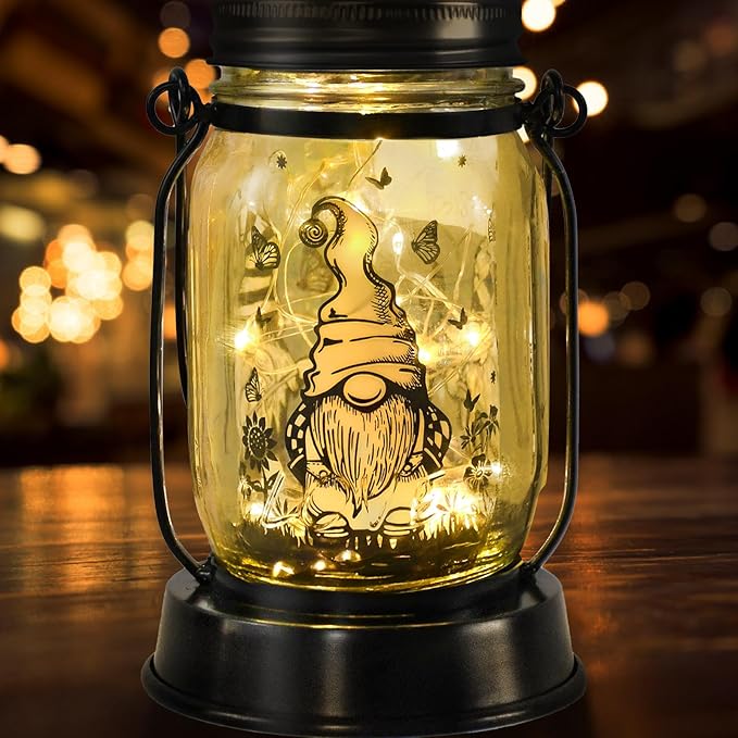 kyoryuger Gnome Gifts for Women/Men Gnome Lovers Solar Lantern Mom Birthday, Mothers Day, Dwarf Solar Funny Garden Decoration Outside for Yard, Patio,Backyard,Porch, Torches