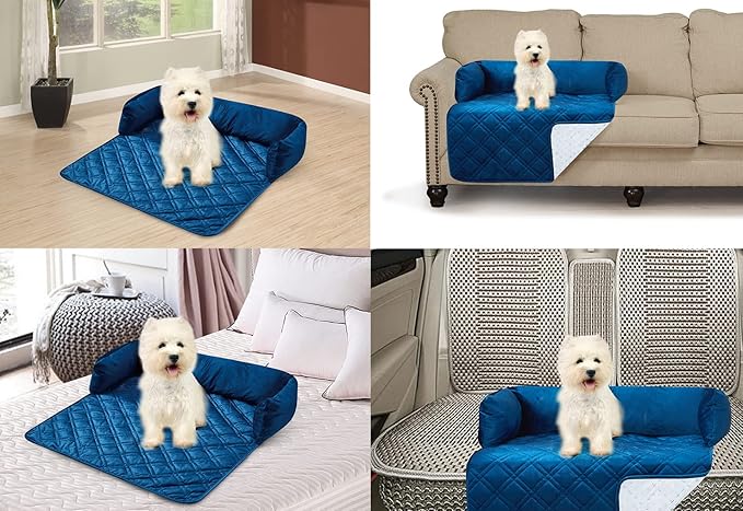 Brilliant Sunshine Premium Calming Dog Bed Mat, Silky Velvet, Removable Washable Cover, Cushion Protector and Couch Covers for Dogs, Pets, Cats, Medium, Dark Blue