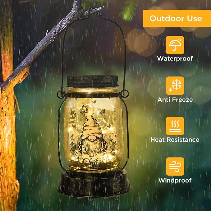 kyoryuger Gnome Gifts for Women/Men Gnome Lovers Solar Lantern Mom Birthday, Mothers Day, Dwarf Solar Funny Garden Decoration Outside for Yard, Patio,Backyard,Porch, Torches
