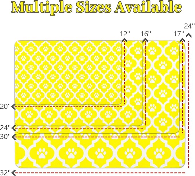 Dog Food Mat 12X20 Inch Pet Feeding Absorbent Mats for Floor Cat Water Bowl Placemats Non-Slip Washable Dog Mat for Food and Water