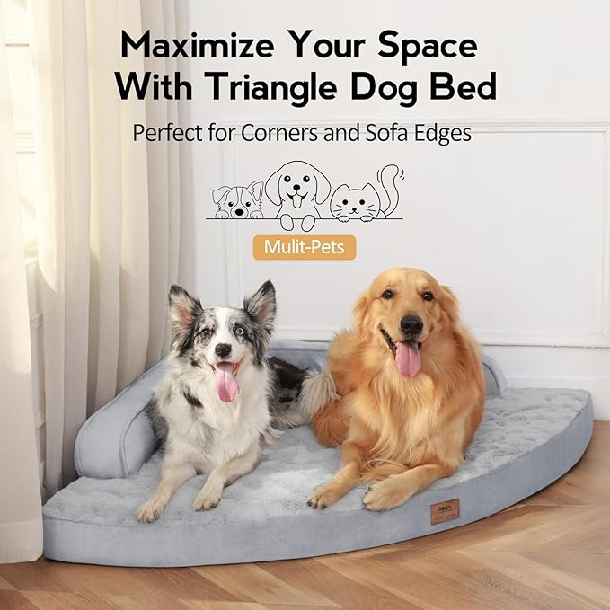 Orthopedic Dog Bed for Extra Large Dogs - XXL Egg-Crate Memory Foam Dog Beds with Removable Washable Cover, Waterproof Pet Beds with Non-Slip Bottom, Grey
