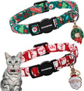Cat Collar,2 Pack Cat Collars Breakaway with Bell, DOGWONG Safety Buckle Red Christmas Santa Cat Collar for Girl Boy Cats and Small Dogs，Adjustable 7-12 Inch,Pet Supplies Accessories