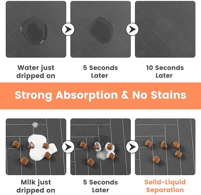 Pet Feeding Mat-Absorbent Pet Placemat for Food and Water Bowl, with Waterproof Rubber Backing, Quick Dry Water Dispenser Mat for Dog and Cat (27"x17", Beige)