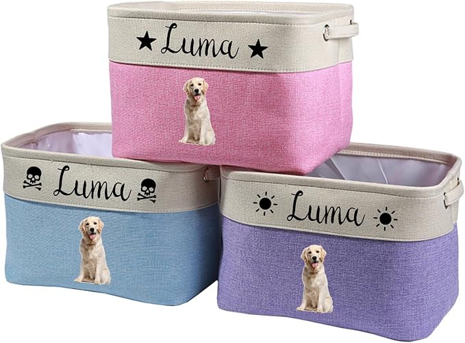 Personalized custom photo and name dog toy storage box A foldable pet supply basket Storage bins for pet clothes, toys, food and accessories are available for dogs, cats and other pets (Optional 1)
