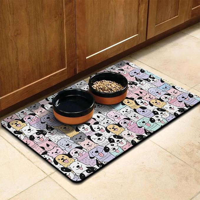Pet Feeding Mat for Floors Waterproof Dog Mat for Food and Water Absorbent Quick Dry Non Slip mat for Cat Bowls