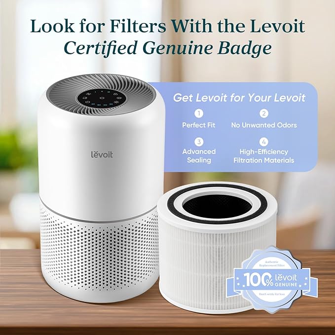 LEVOIT Air Purifier for Home Allergens Pet Hair in Bedroom, Covers Up to 1073 ft² by 56W High Torque Motor, AHAM VERIFIDE, 3-in-1 Filter with HEPA Sleep Mode, Remove Dust Smoke Odor, Core300-P, White
