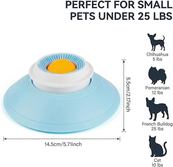 Dog Lick Slow Feeder Bowl - Licking Sphere - Interactive Cat Enrichment Toy for Yogurt Peanut Butter Treats - Rolling Ball Puzzle Feeder for Mental Stimulation - Boredom Buster for Small Pets