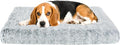 Fluffy Orthopedic Dog Beds for Medium Dogs with Washable Removable Cover Dog Crate Bed Egg Crate Foam Support Plush Pet Pad Mat with Anti-Slip Bottom(Grey,36 * 24)