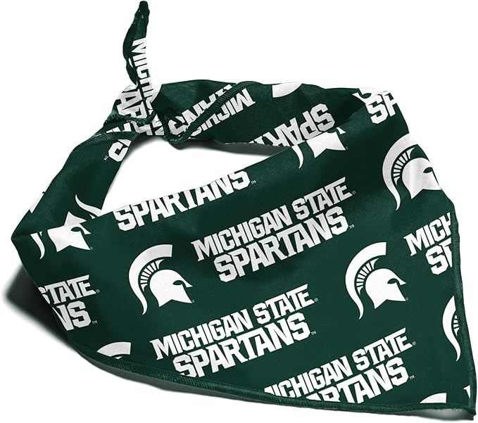 Michigan State Spartans Officially Licensed Bandana for Dogs and Cats | Fits Pets Great Gift Idea | Easy-to-Tie (Small, 13")