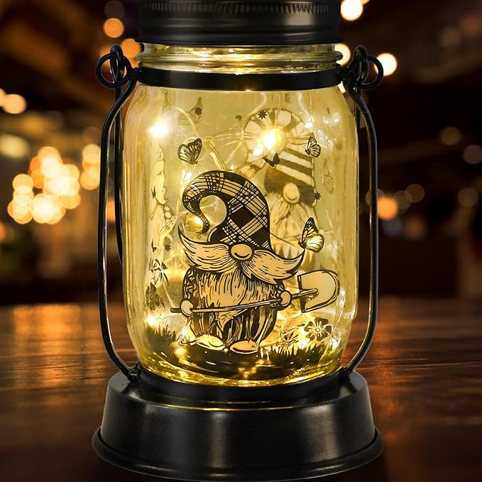kyoryuger Gnome Gifts for Women/Men Gnome Lovers Solar Lantern Mom Birthday, Mothers Day, Dwarf Solar Funny Garden Decoration Outside for Yard, Patio,Backyard,Porch, Torches