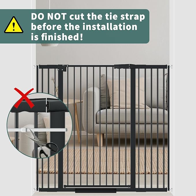 40.55" Tall, 45.86-53.74 Inch Wide, 1.37" Ultra Narrow Spacing Dog Pet Baby Gate Indoor for Doorway Hallway, Pressure Mounted 46 47 48 49 50 51 52 53 Inches Wide Black