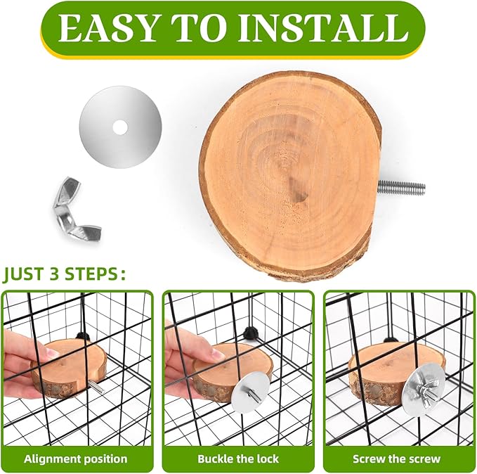 4PCS Natural Wood Round Bird Perch Platform for Cage - Parrot Perch Stand for Conures, Cockatiels, Budgies, Lovebirds, Parrotlets, Small Bird Cage Accessories