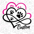 Personalized Infinity Paw Print Sticker with Name - Custom Heart & Dog Cat Footprints Vinyl Decal for Car Window, Laptop, Tumbler - Forever Love Pet Memorial Gift (Waterproof, Multiple Colors)