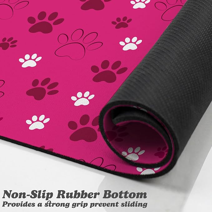 Dog Food Mat, Absorbent Water Bowl Mats Cat Pet Feeding Placemats Pink 17 * 30 inch