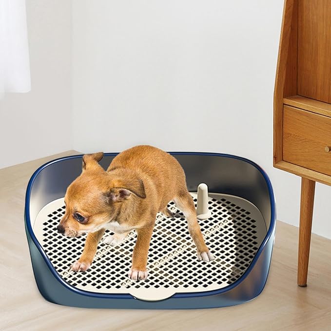 Dog Tray with Wall for Cats and Dogs, Elevated Pet Feeding Station, Wall-Mounted Pet Bowl Tray with Barrier, Multi-Level Pet Food Dispenser for Clean Feeding- Blue L