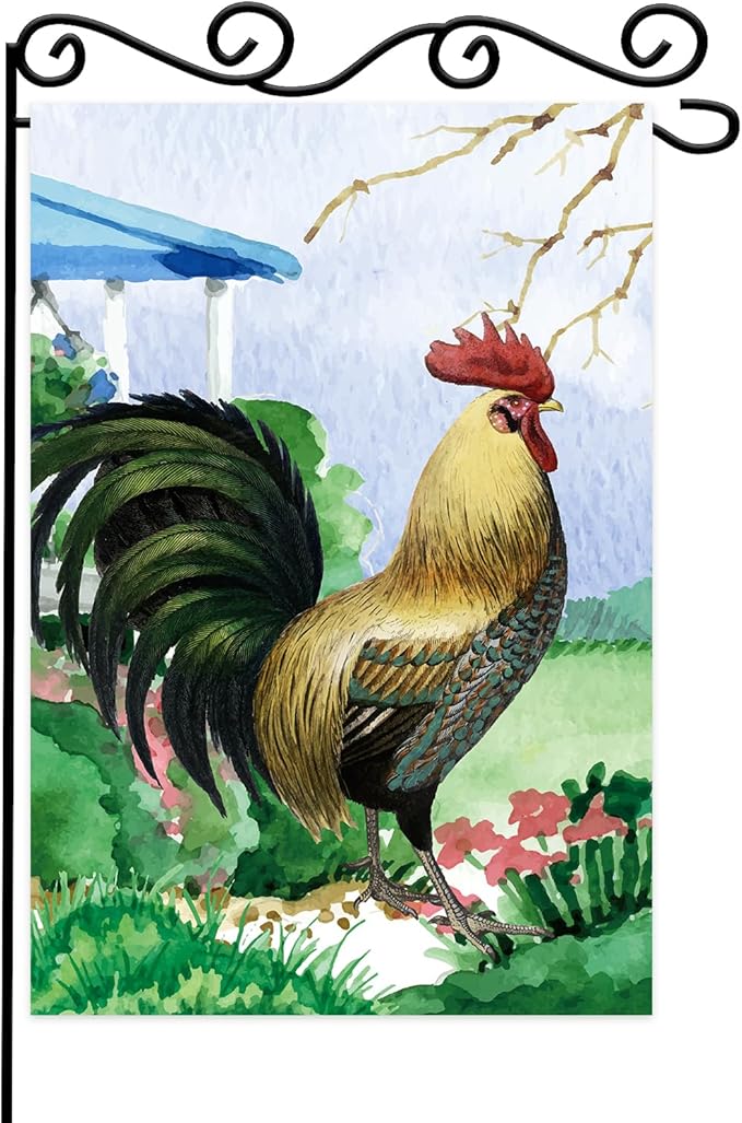 Chicken on the Grass Garden Flag,Farm Life Flag,Welcome Garden Yard Flag,Summer Garden Flag,Life Is Better With Chickens Garden Flag.12x18 Inch