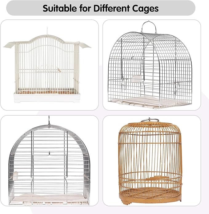 Bird Cage Seed Catcher, 45-90'' Adjustable Cover, Universal Nylon Mesh Net, Skirt Guard Accessories for Parrot Parakeet Macaw Round Square Cage (Gray)