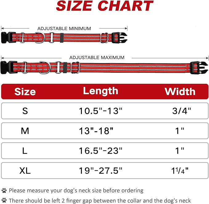 Martingale Dog Collar, Adjustable Nylon Reflective Collar with Buckle No Pull Dog Collar for Small Medium Large Dogs (Red L)