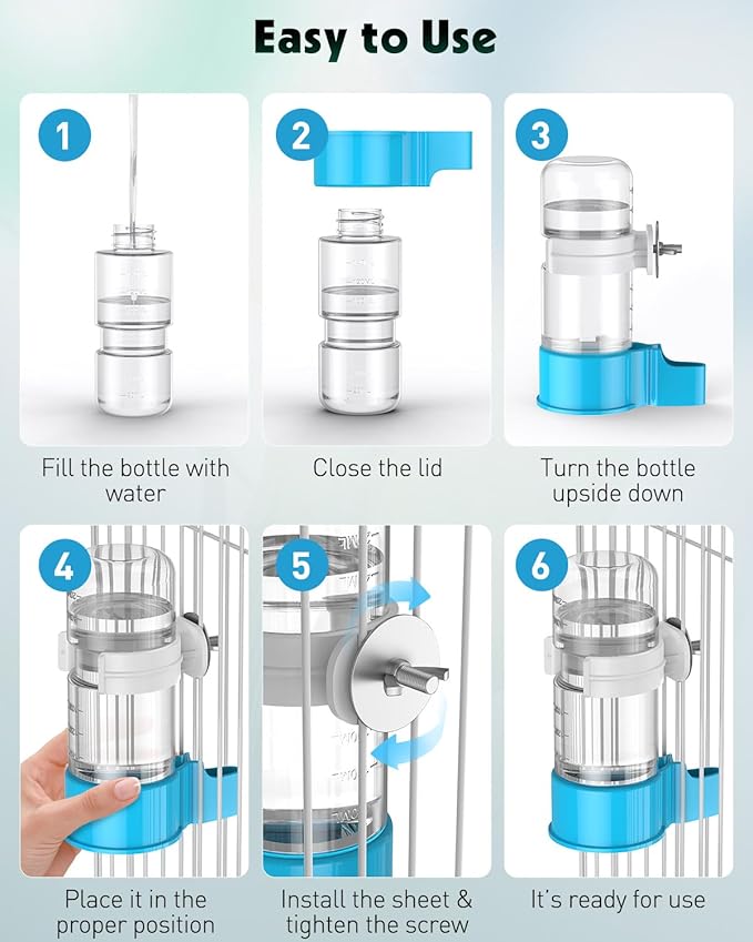 Pawfly Bird Water Dispenser, Automatic Water Feeder, Plastic Bird Cage Dispenser, Blue Parrot Waterer for Parakeet Cockatiel Budgie Lovebirds (Not Fit for Food Feeding)